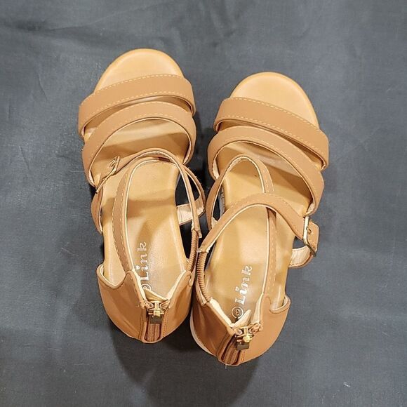 GIRLS OPEN TOE CORK  MULTI STRAP SANDALS - Picture 5 of 13